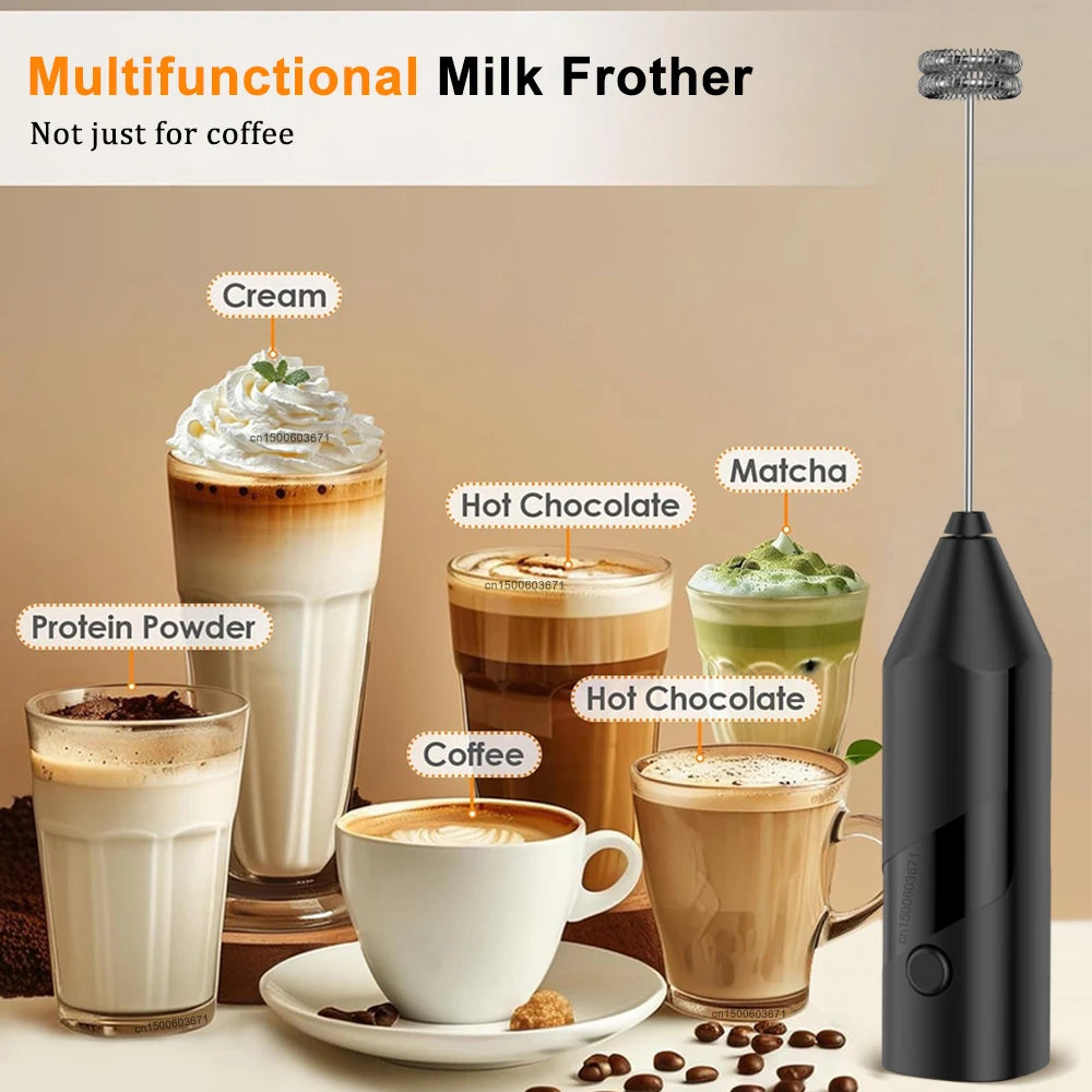 Milk Frother Handheld Milk Frother Electric Foam Maker Wireless Hand Mixer for Coffee Whisk Mixer Lattes Cappuccino Matcha Eggs