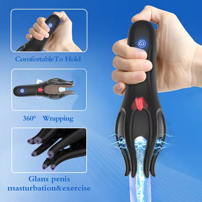 Glans Trainer Male Penis Massage Tongue Licking Stimulate Oral Vibrator Blowjob Delay Endurance Masturbator Sex Toys for Men 18+