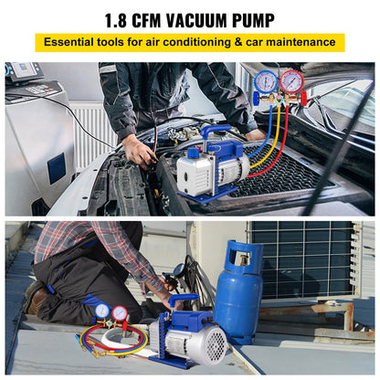 SucceBuy 1.8 CFM - 4.8 CFM Refrigerant Vacuum Pump Kits HVAC 1/3HP 1/4 HP with Manifold Gauge for Household Air Conditioning