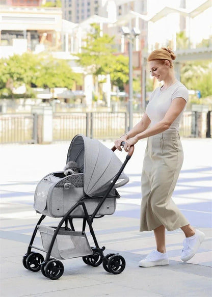 Lightweight and Foldable  Stroller Pet Bag Dog Stroller Dog Scooter Dog Trolley with Storage Basket Stroller for Animals