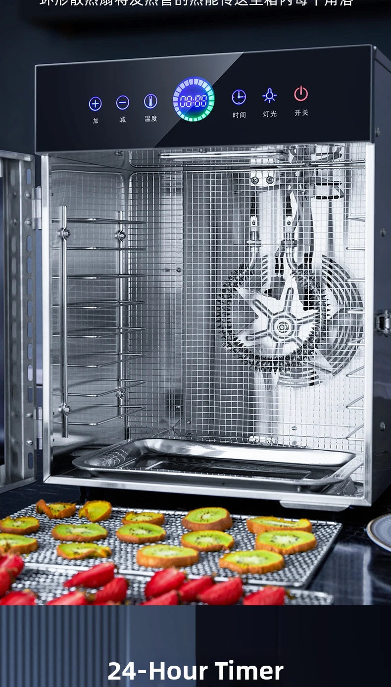 8-Tier Stainless Steel Food Dehydrator,Commercial Power, Digital Thermostat(30°C-90°C), for Jerky/Fruits/Herbs, BPA-Free
