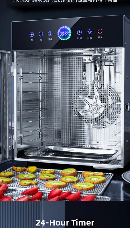 8-Tier Stainless Steel Food Dehydrator,Commercial Power, Digital Thermostat(30°C-90°C), for Jerky/Fruits/Herbs, BPA-Free