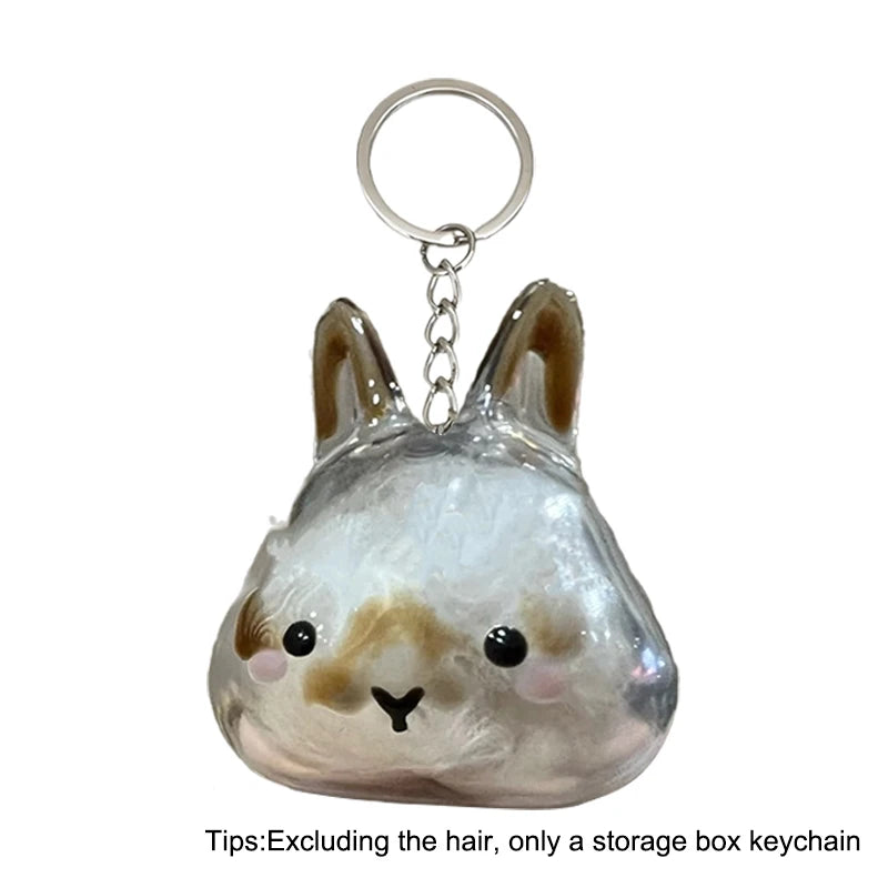 Rabbit Hair Storage Box Pendant Keychain Pet Hair Keepsake Box Pet Memorial Collection Box Bag Pendant DIY Decoration Gift