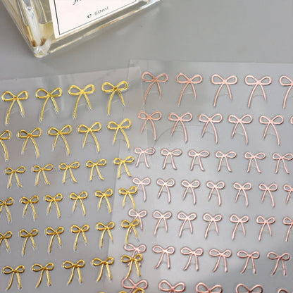 8pcs Mixed Color Bow Nail Art Stickers 3D Cute Red Black Pink bowknot Nail Charms Foils Y2K Gold Laser Effect Bow Manicure Decor