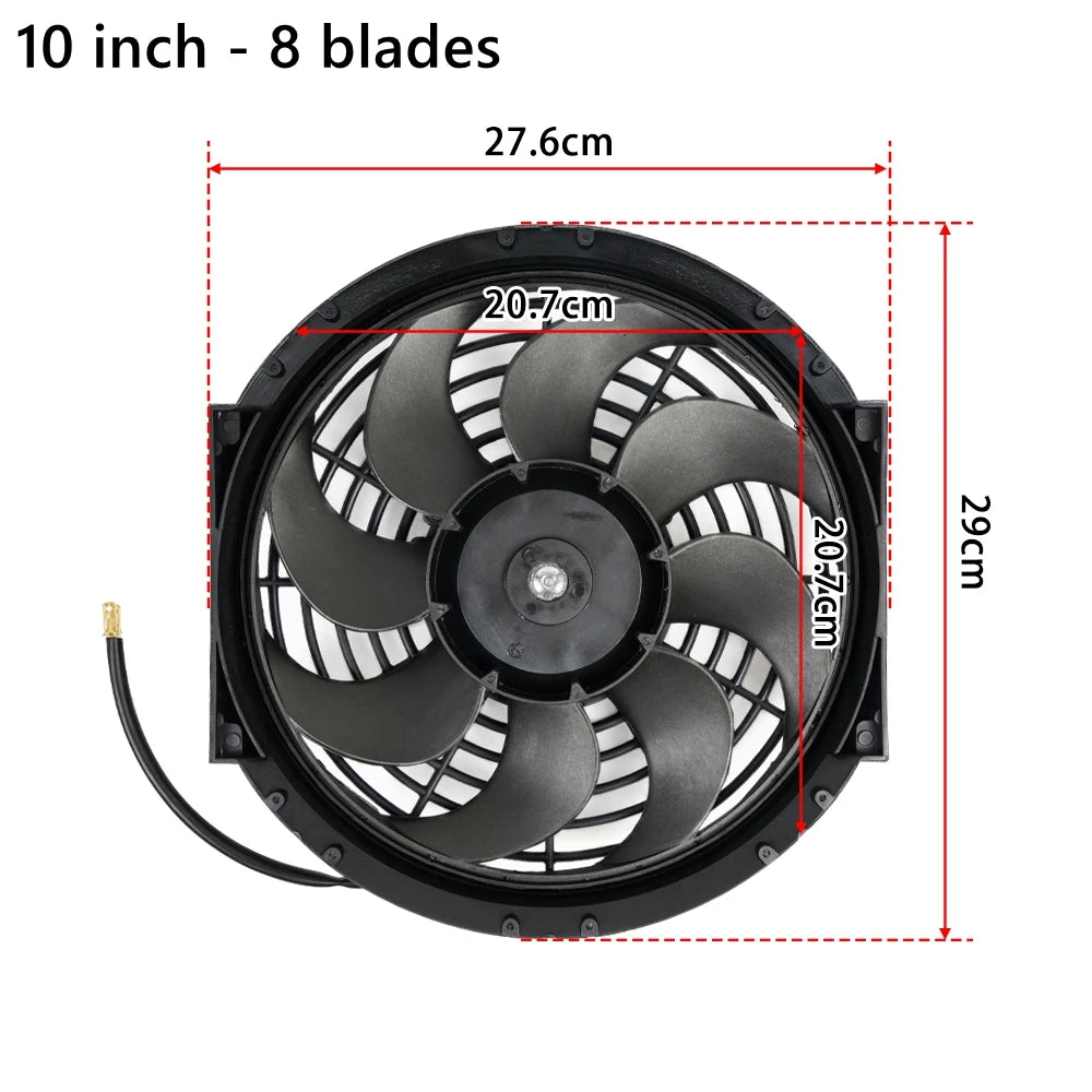 Universal 7/9/10/12/14/16 Inches 12V 80W 2100RPM Car Air Conditioning Electronic Radiator Cooling Fan Blade Electric Cool Kit