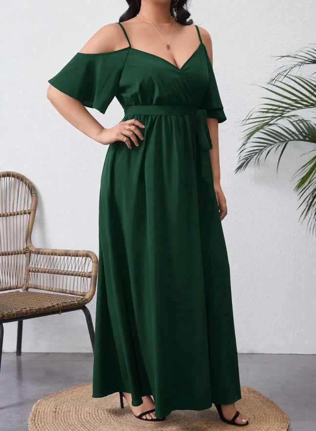 Plus Size Large Size Fashion Floral Print Women's Strap Dress Comfortable Casual Long Skirt Polyester Fabric Commute Style Th...
