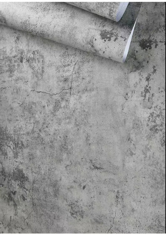 Waterproof Self-Adhesive Cement Grey Wall Paper 8m Vintage Faded Cracked Pattern Wall Stickers Background Decorations