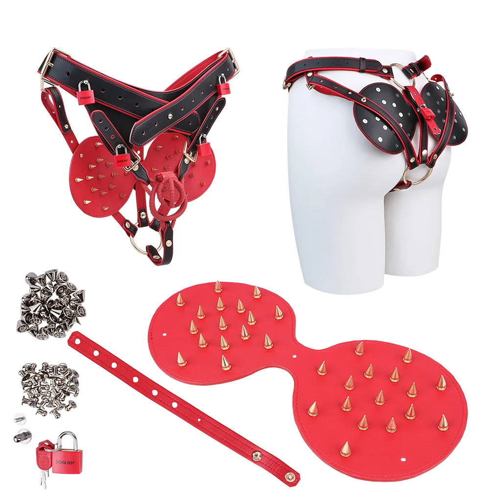 FRKO Fantasy Men Punishment Panties PU Leather Harness Belt Rivet Stimulation BDSM Slave Games Fetish Sex Toys For Men Gays 18