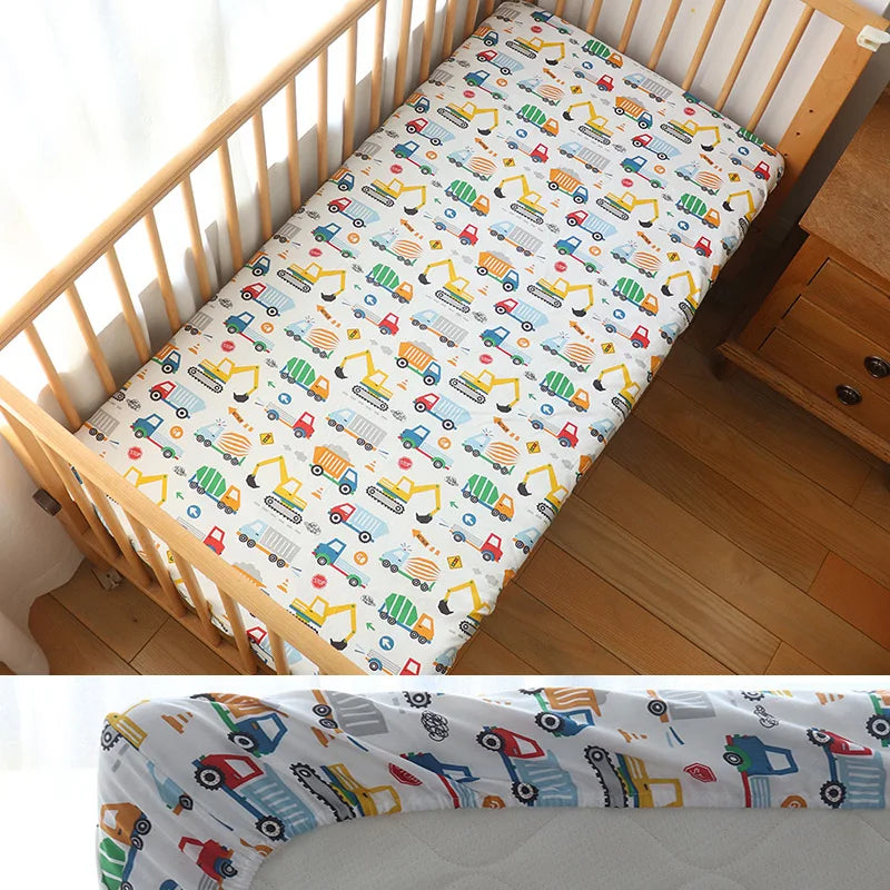 Baby Crib Fitted Sheet Newborns Bed Linen Children Cotton Cot Mattress Cover Protector For Toddler 130x70cm Allow Custom Size