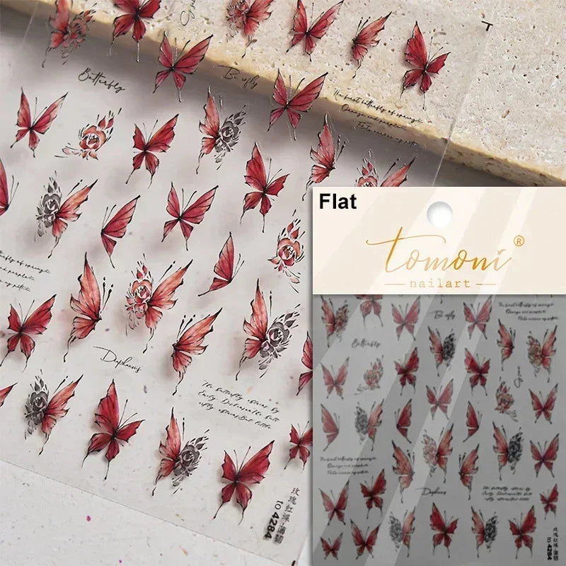 Jelly Butterfly 5D Nail Art Sticker Rhinestone Crystal Charming Shiny Insect Animals DIY Self Adhesive Decoration Manicure Decal