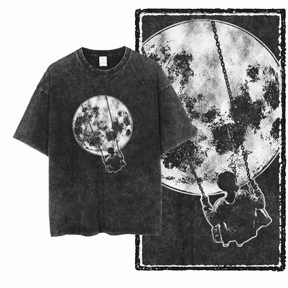 SA ASTRONAUT SPACE THEMES Printed Cotton Acid Washed Graphic Unisex T Shirt Cool Streetwear Men Tshirts Big Size Tee for men