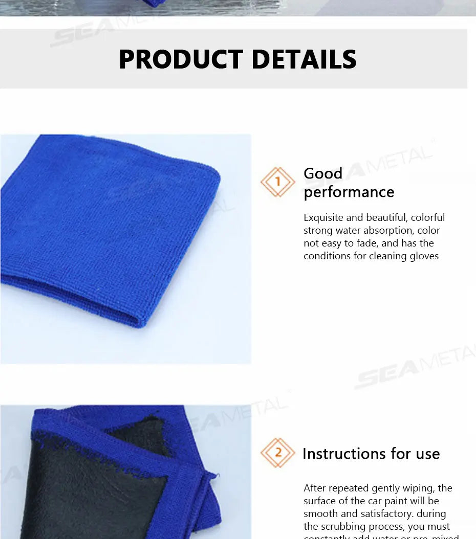 SEAMETAL 1/2pcs Car Cleaning Towel Magic Clay Cloth for Car Detailing with Blue Clay Bar Towel Washing Tool Car Accessories
