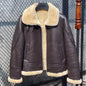 CC SHop Best.Guarantee Genuine leather jacket with fur.Winter warm women 100% shearling coat.Street sheepskin with wool jackets