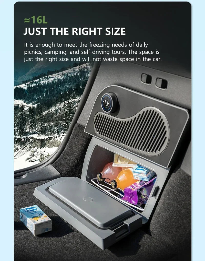 NovaAcc 16L Car Refrigerator Portable Compressor Freezer Cooler Fridge for Tesla Model Y 2017-2024 Outdoor Camping Accessories