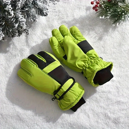 Winter Snow Gloves for Boys Girls Ages 10-14, Warm Knit Windproof for Skiing Cycling Fishing, Machine Washable