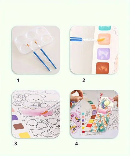 Watercolor Painting Book with 1 Book 1 pen Water Powder Graffiti Drawing Self-contained Paint Picture Coloring Painting Paper