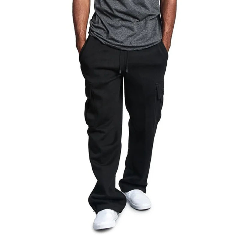 Men's  Cargo Pants Loose Drawstring Sweatpants with Pockets Sports Straight Trousers Jogging Long Pants Hip Hop Streetwear