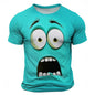 Summer New 3D Printed Funny Face T-shirt Fashionable Men's Holiday Short-sleeved Casual O-neck Loose T-shirt Streetwear