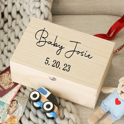 Custom Baby Wooden Memory Box Newbron Shower Gift Personalized Infant  Keepsake Box Baby Birth Stats Box Umbilical Cord Box