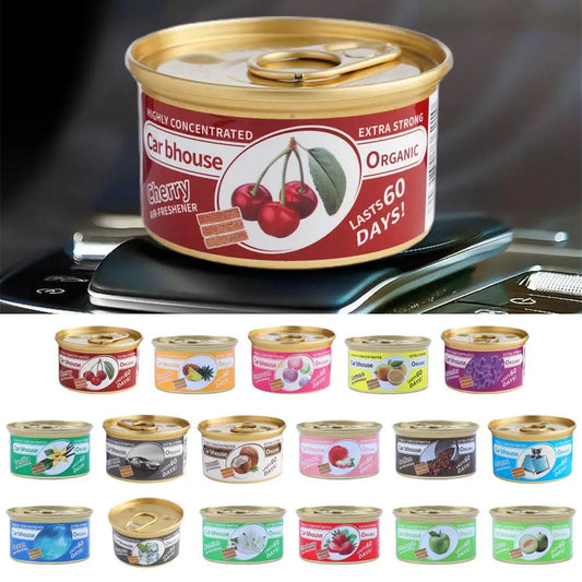 Organic Car Air Freshener Cans Long Lasting Fragrance Fiber Block Odor Eliminator for Auto Home Closet Bubble Gum & Coffe Scent