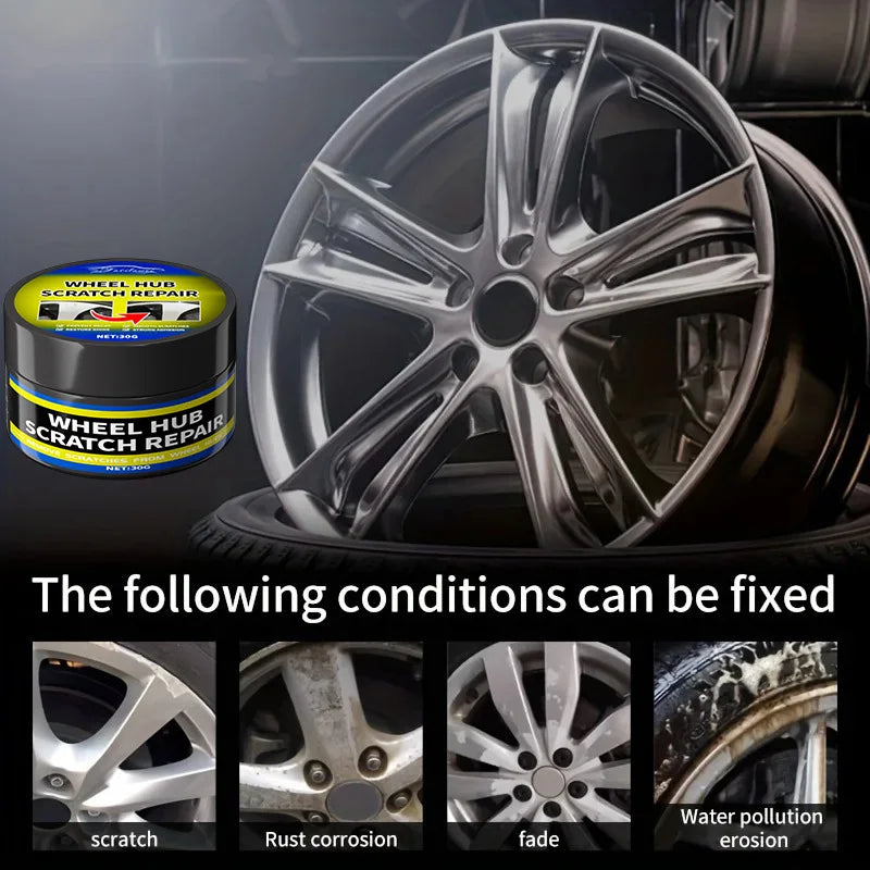 NEW Car Wheel Rim Scratch Refurbishment Paste, Tire Rim Scratch Paint Repair Paste - Black And White Silver Aluminum Alloy Rim