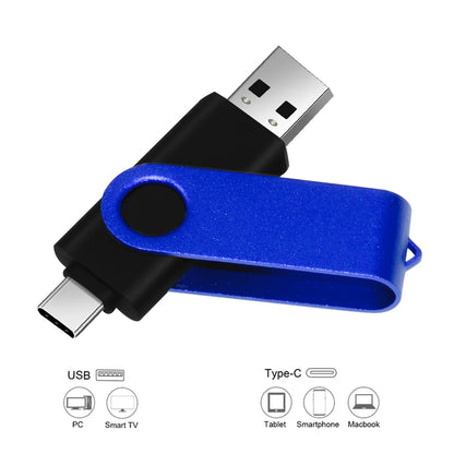 Rotable Usb Flash Drive 128GB 32GB 16GB Pen Drive 256GB Pendrive 64GB 4G OTG 2 IN 1 Memoria Usb Stick Type C Usb 2.0