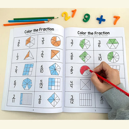 Basic Fraction Learn and Practice Training Workbook Fraction Fact Teacher Teaching Aids Primary School Math Cognitive Test Book