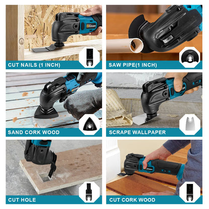 Gisam 20000OPM Cordless Quickrelease Oscillating Tool Multifunction Trimmer Power Tool Anti-Vibration for makita 18V battery Pin