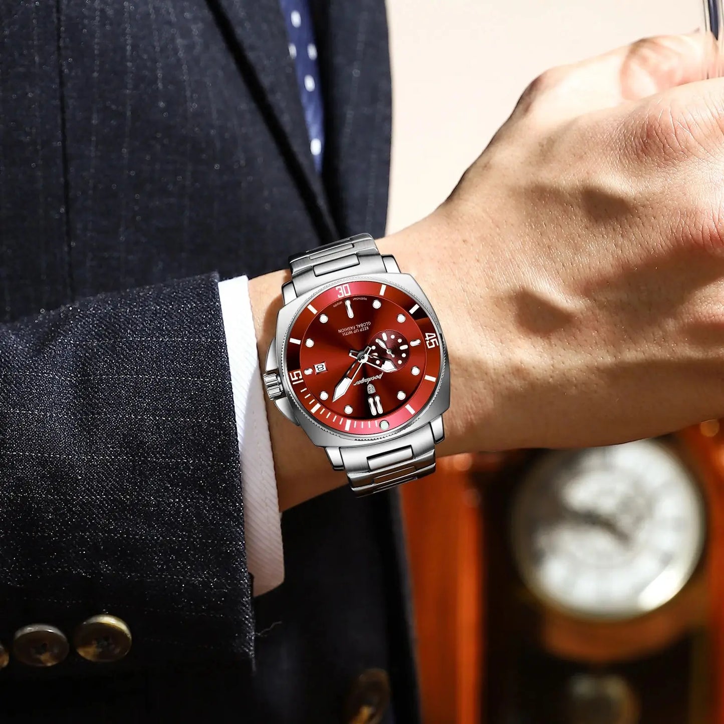 POEDAGAR Luxury Trendy Men Watch Waterproof Luminous Date Stainless Steel Male Watch Quartz Business Sports Men's Watches Reloj