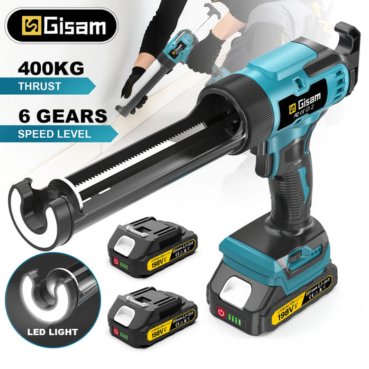 Gisam Electric Caulking Gun Glue 400KG 6Gear Cordless Glass Glue Gun Adhesive Glue Sealant Power Tool For Makita 18V Battery Pin