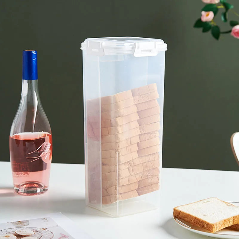 Plastic Bread Box with Sealing Lid and Tray, Bread Storage Box, Sandwich Bread Storage Box, Pasta Storage Box, Multigrain Jar