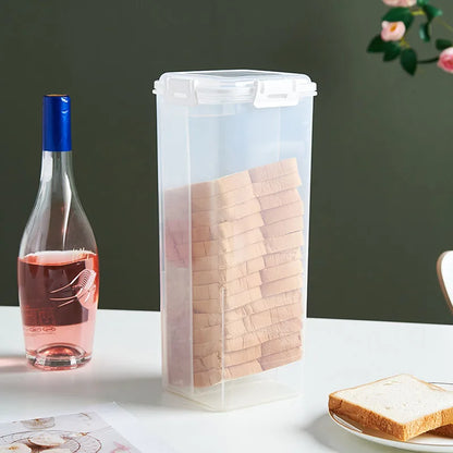Plastic Bread Box with Sealing Lid and Tray, Bread Storage Box, Sandwich Bread Storage Box, Pasta Storage Box, Multigrain Jar
