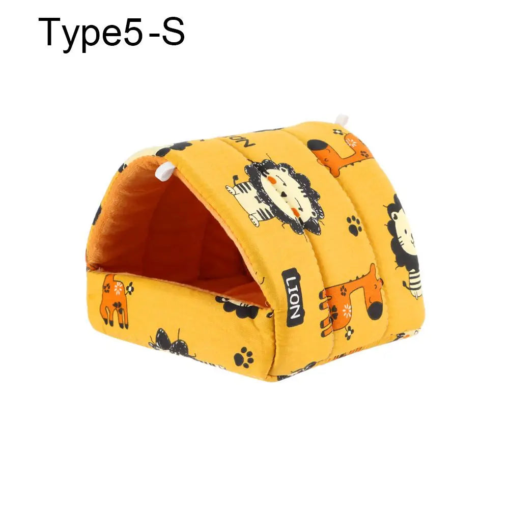 Soft Rabbit Colorful Squirrel Mini Cage Winter Hamster House Guinea Pig Nest Small Animal Sleeping Bed Warm Mat