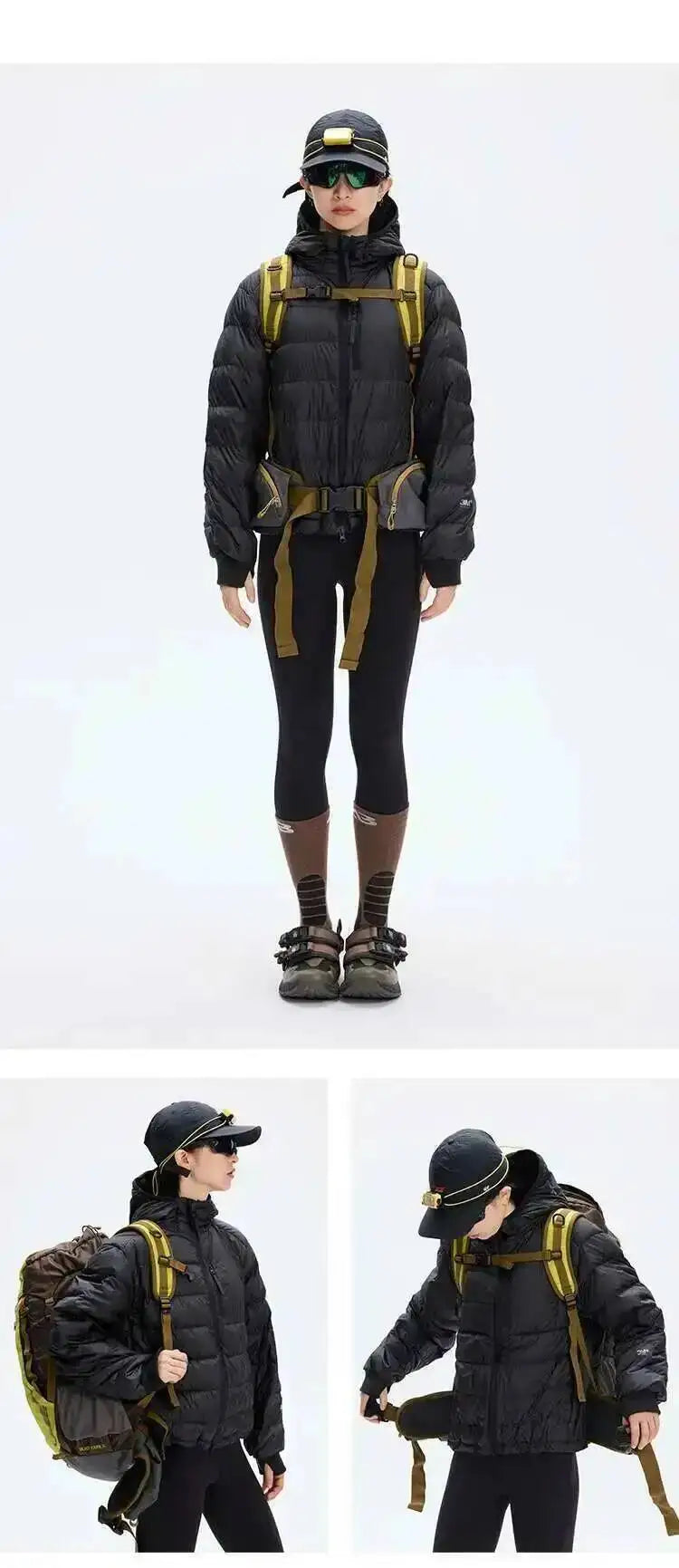 HKSH Outdoor Light Sport Color Contrast Hooded Down Jacket Women's Winter Mountain Leisure Waterproof Climbing Cotton Coat H2887