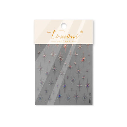 Gold Silver Starlight Laser Pink Colorful Glitter Star Bronzing Rhinestones Relief Nail Art Decorations Stickers Manicure Decals