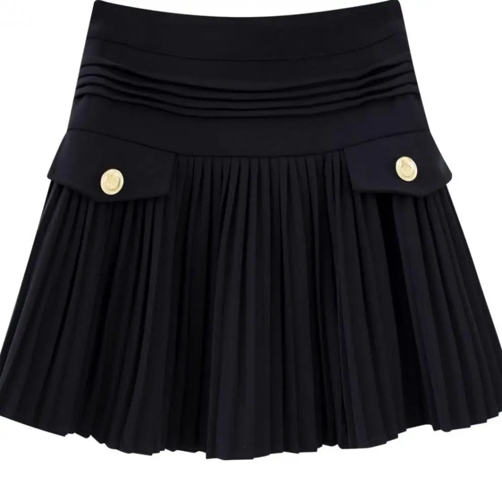 Vintage Woolen Mini Skirts Women Korean Preppy Black Pleated Skirt Winter Elegant Ladies High Waist White A Line