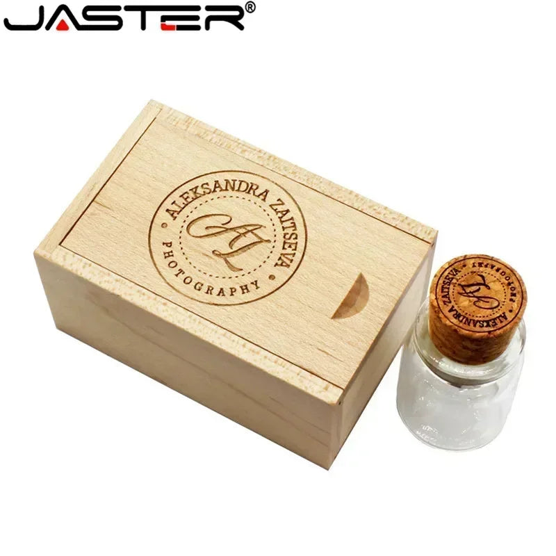 JASTER Glass Drift Bottle With Cork USB Flash Drive (Transparent) Pendrive 4GB 8GB 16GB 32GB 64GB 128GB Fashion Current Gift