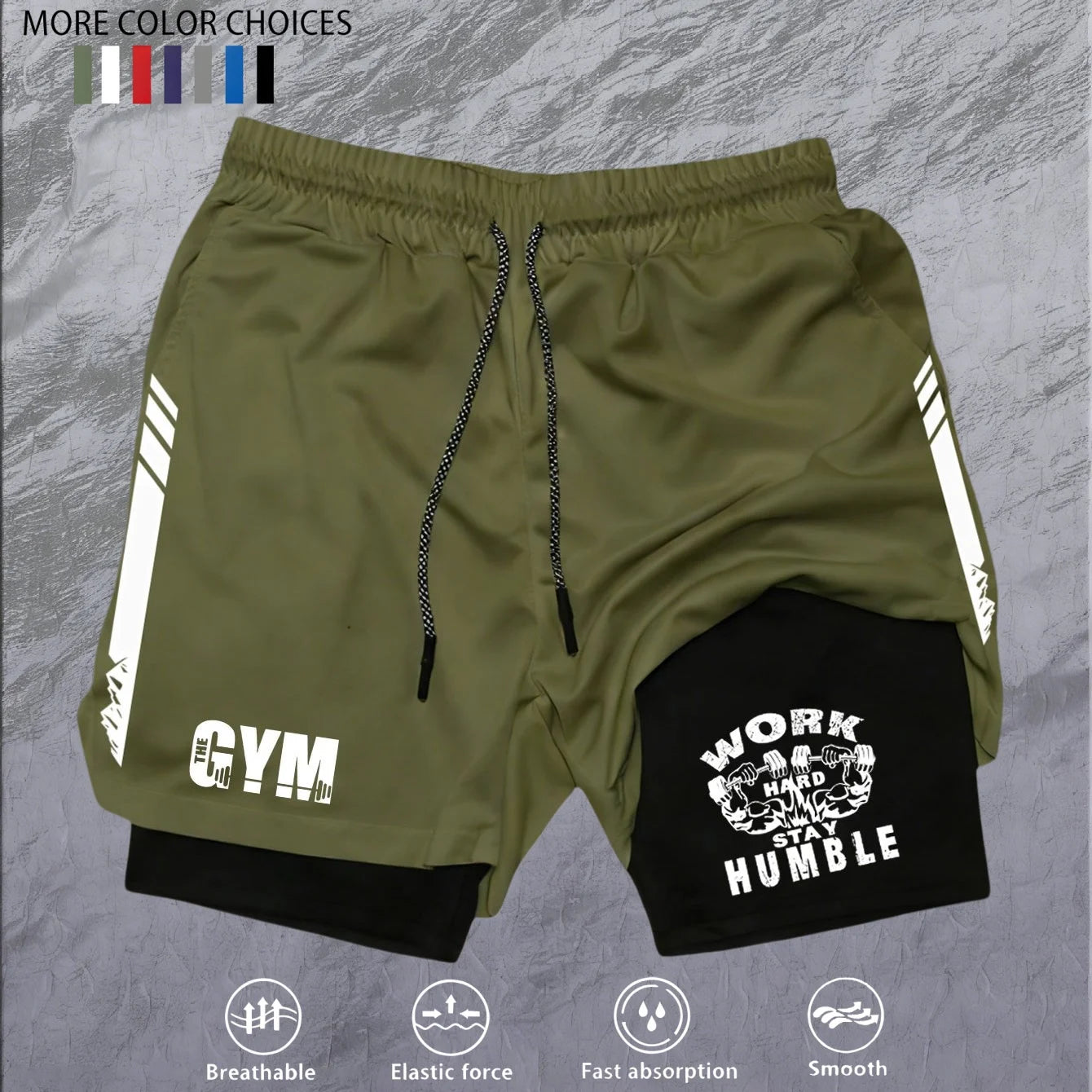 Men 2 in 1 Double Deck Marathon Running Shorts Fitness Training Pants Men's Racing Shorts Gym Wear Jogging Workout Sports Shorts