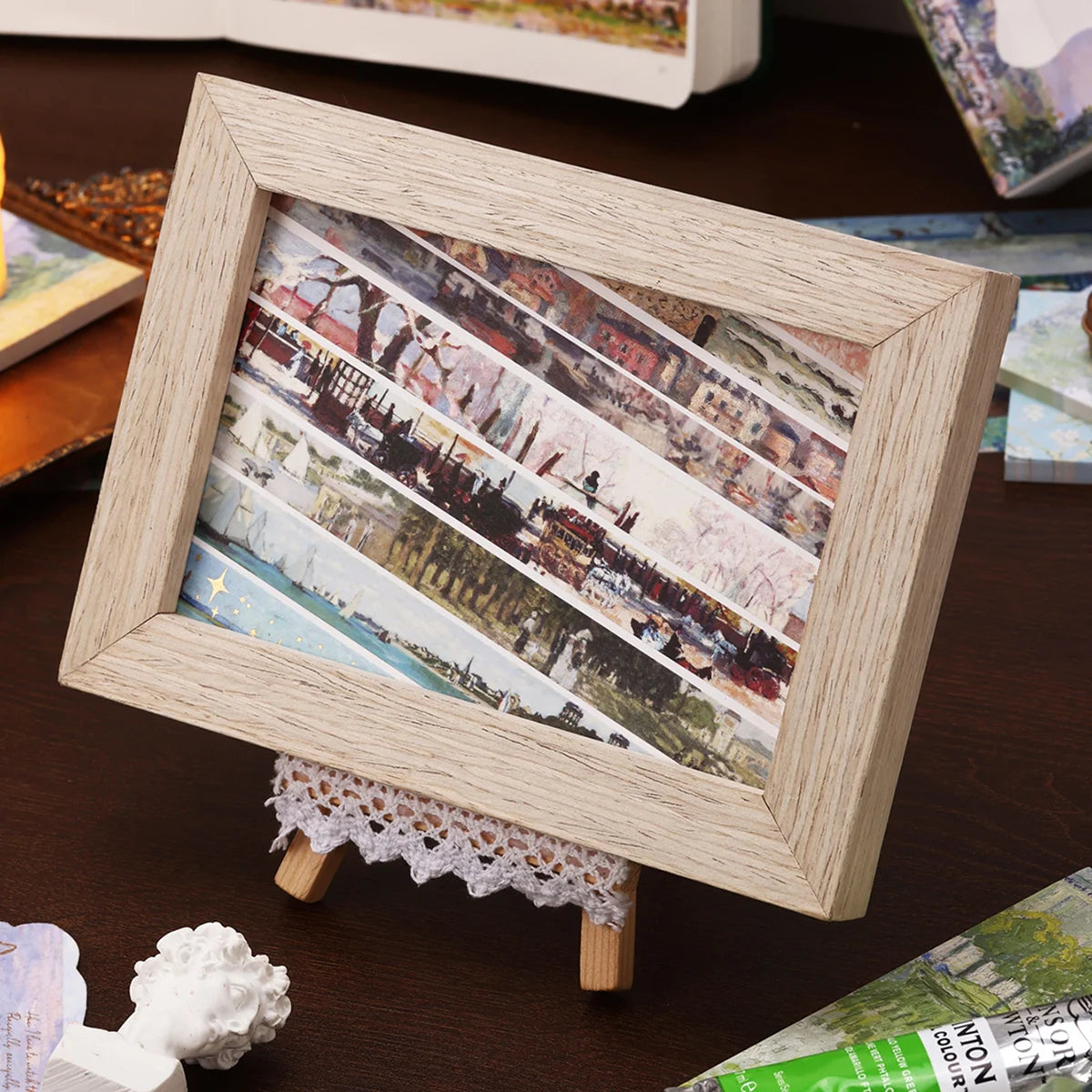 24 Rolls/Box Oil Painting Theme Washi Tape Set, Gilded Style Design Decorative Handmade DIY Decoration Materials Tape