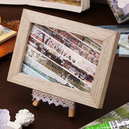 24 Rolls/Box Oil Painting Theme Washi Tape Set, Gilded Style Design Decorative Handmade DIY Decoration Materials Tape