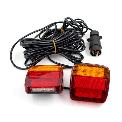 1Set 12V Universal 16 LED Rear Towing Trailer Tail Light 10m Cable 7 Pin Brake Stop License Number Plate Lamp Waterproof Lights