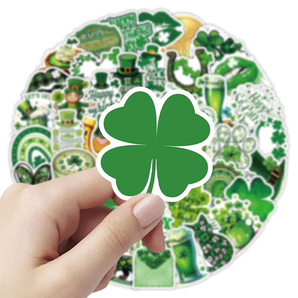 50/100PCS St. Patrick's Day Graffiti Stickers Decorative Water Cups Car Stationery Reward Stickers