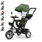 Baby scalable Tricycle 1 to 5 years, bike for elderly plus children, reversible seat, large basket and bag, larger wheels, with thrust handle, green/pink/black/red/blue/gray