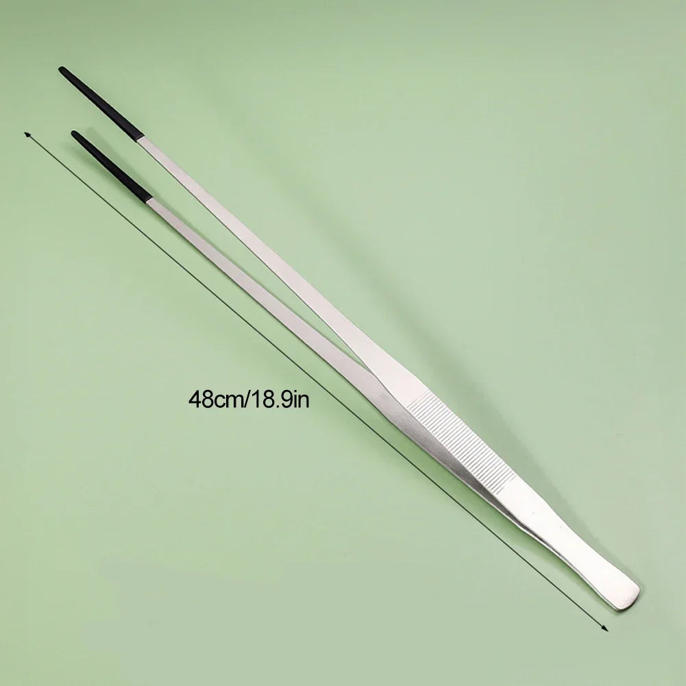 Stainless Steel Reptile Feeding Tongs with Rubber Tips - Straight & Curved Aquarium Pet Tweezers for Safe And Easy Feeding