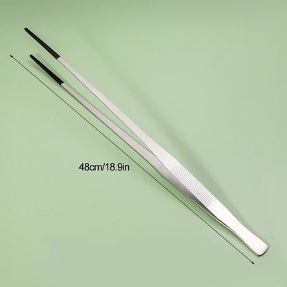 Stainless Steel Reptile Feeding Tongs with Rubber Tips - Straight & Curved Aquarium Pet Tweezers for Safe And Easy Feeding