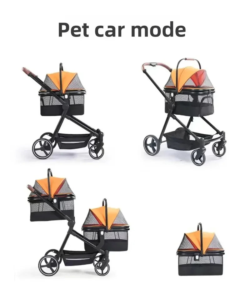 EU stock of pet strollers Double-seat stroller can carry both baby and pet Dual-mode seat, stroller with pet carrier