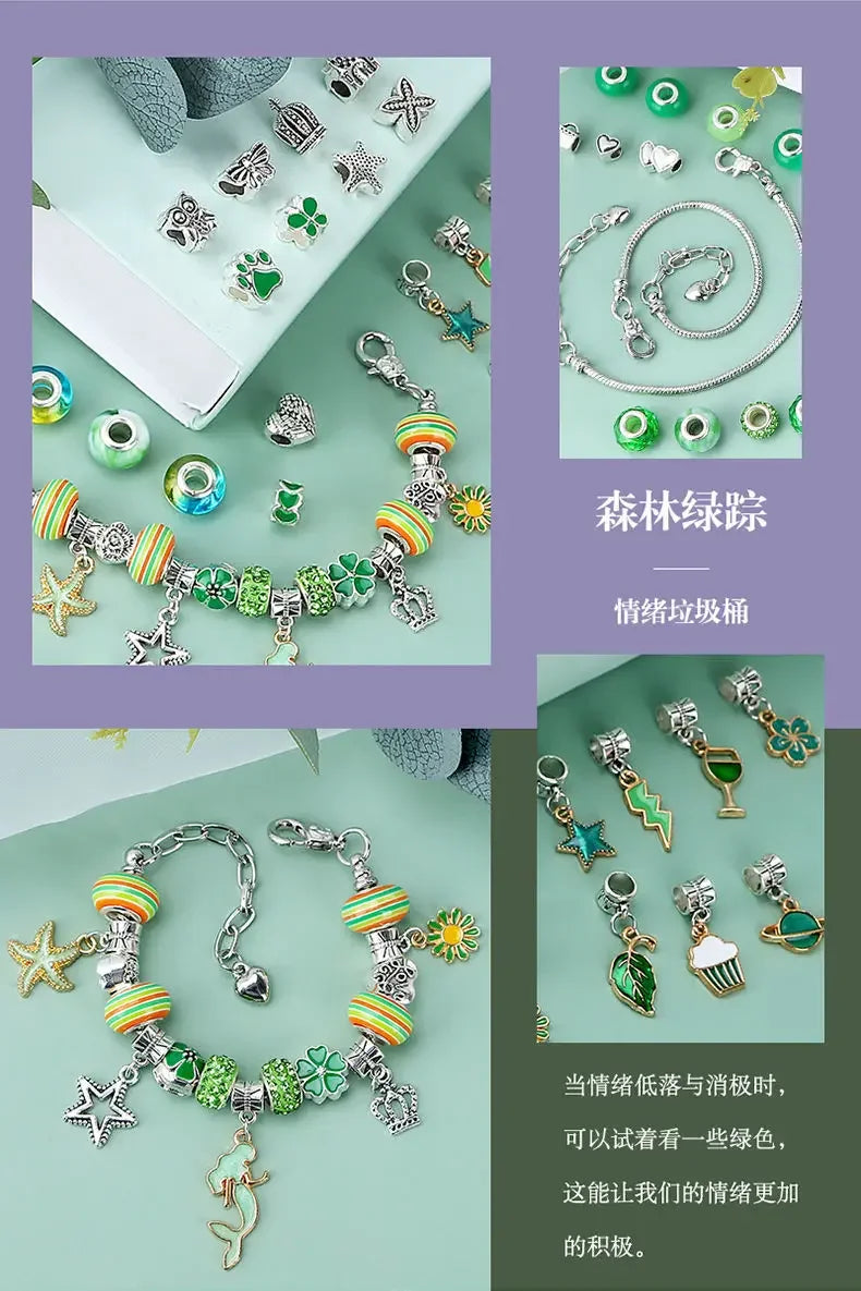 Diy Jewelry Making Kit Toys DIY Beaded Bracelet Set with Storage Box for Girls Gift Acrylic European Large Hole Beads Handmade