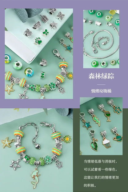 Diy Jewelry Making Kit Toys DIY Beaded Bracelet Set with Storage Box for Girls Gift Acrylic European Large Hole Beads Handmade