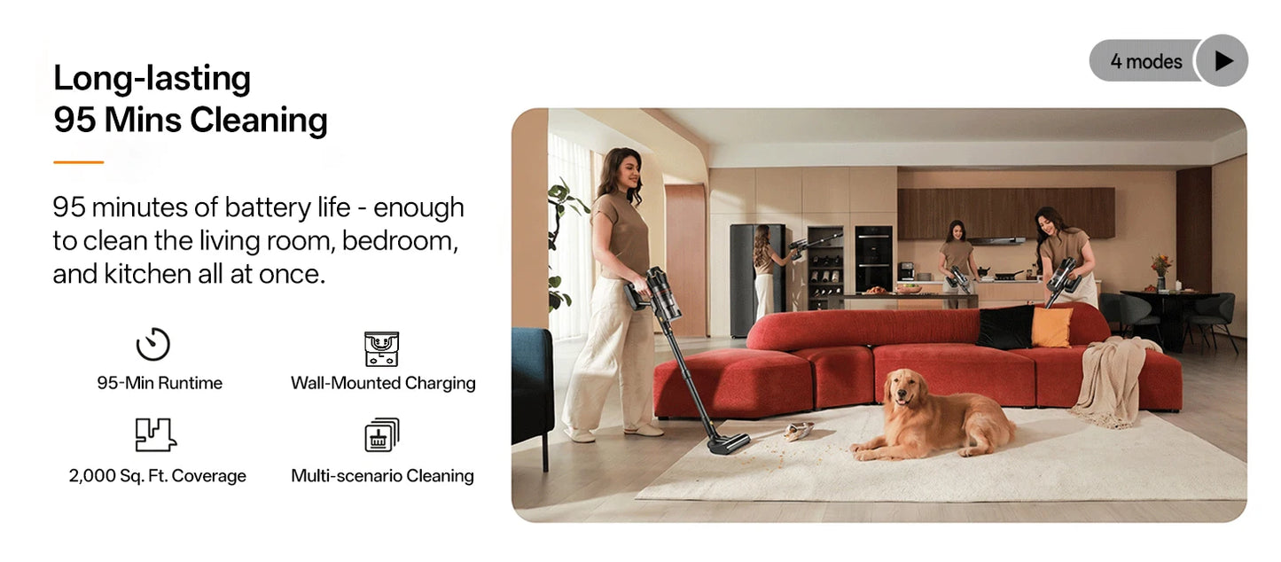 COTIAR V30 PRO 75kPa 800W Cordless Vacuum Cleaner Strong Suction 95 Mins Runtime Handheld Home Appliance Portable Removable Battery