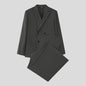 INCERUN Men Sets Solid Color Double Breasted Long Sleeve Blazer & Pants Two Pieces Sets Streetwear Fashion Casual Men's Suits